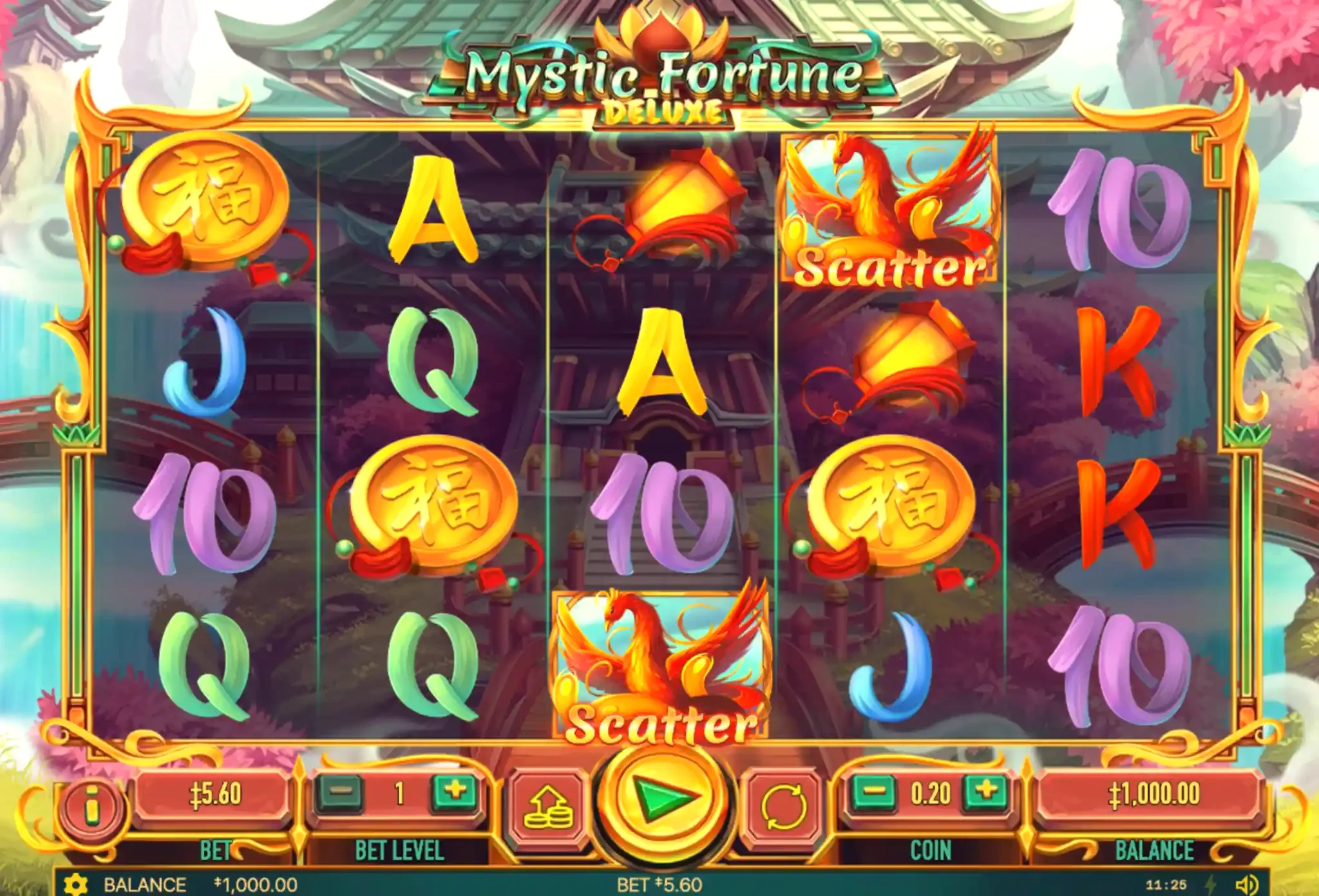 Main menu of Mystic Treasure Deluxe featuring the lotus lady character